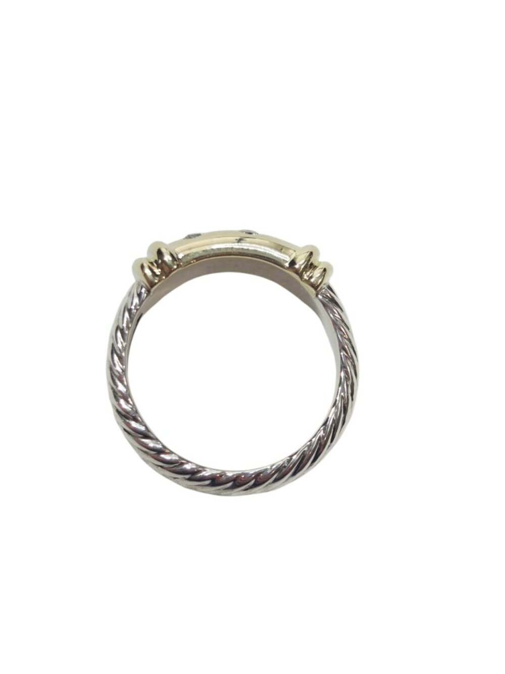 David Yurman 14K Yellow Gold and Sterling Silver Diamond Metro Band 6 #25224 - Picture 5 of 10